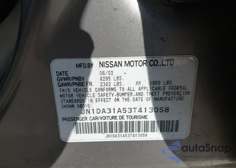 2003 Nissan Maxima Gle z USA, uszkodzony, nr VIN JN1DA31A53T413058